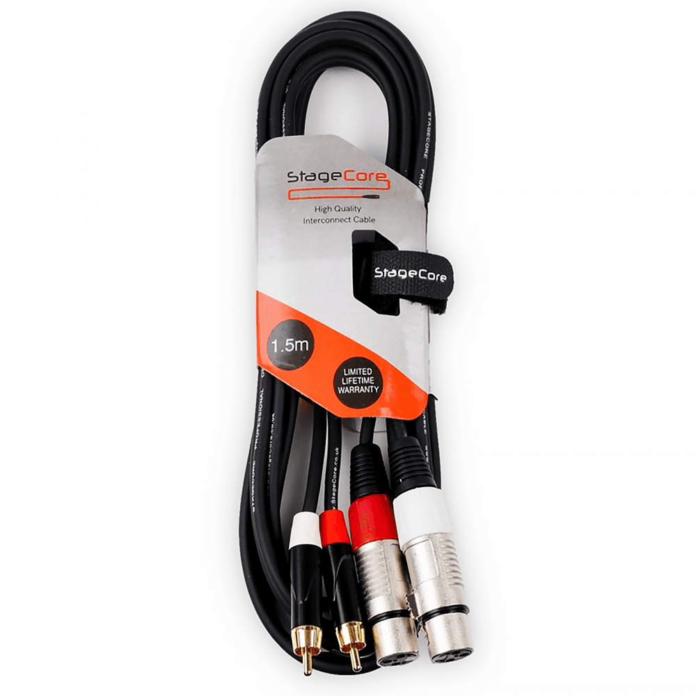 Twin Female XLR to Twin RCA Gold Phono Plug Audio Lead 1.5, 3, 5M
