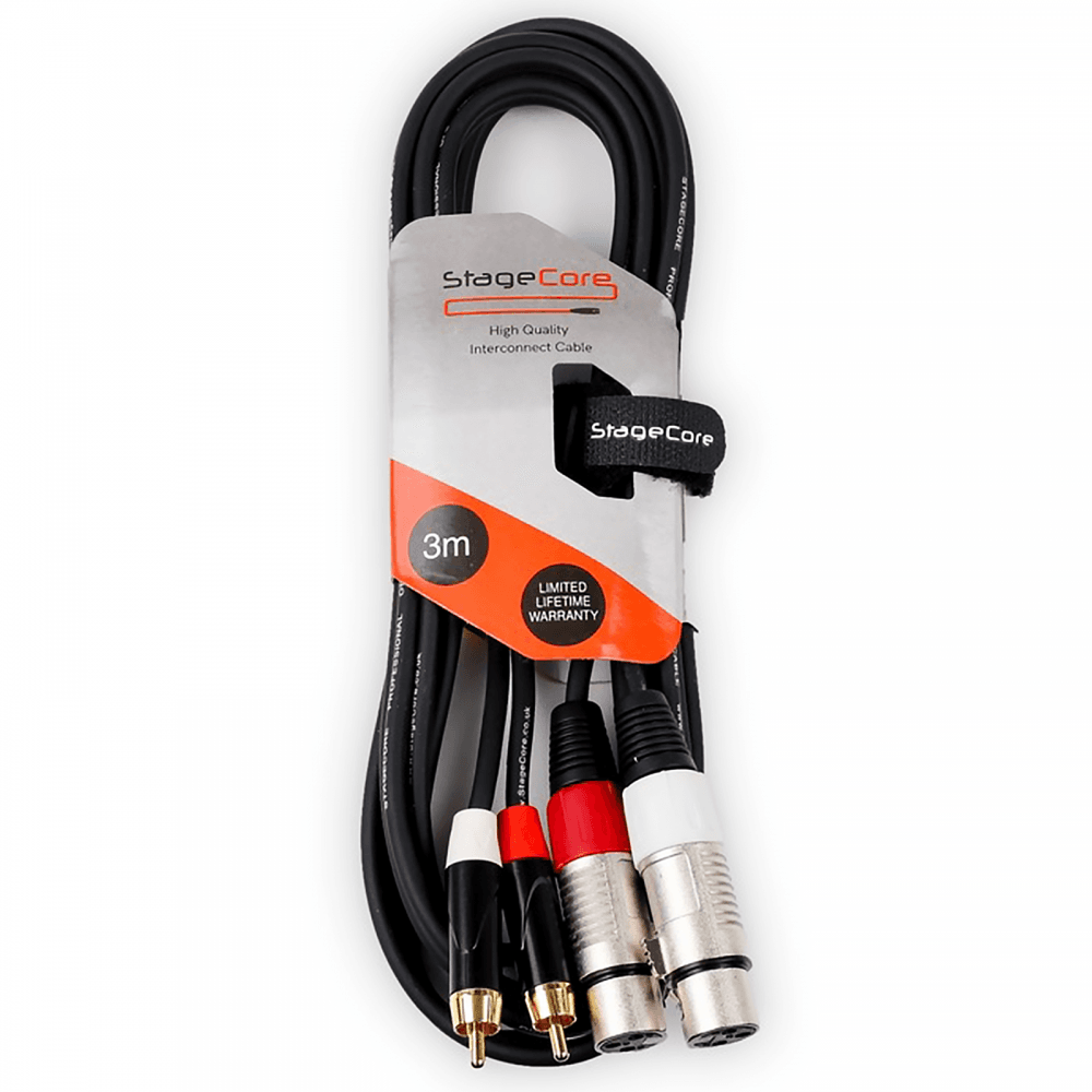 Twin Female XLR to Twin RCA Gold Phono Plug Audio Lead 1.5, 3, 5M