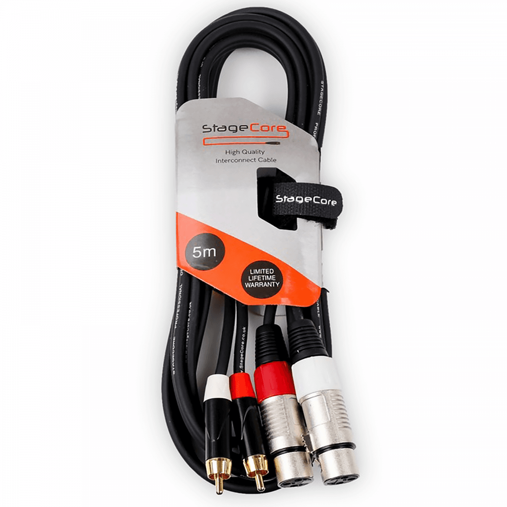 Twin Female XLR to Twin RCA Gold Phono Plug Audio Lead 1.5, 3, 5M