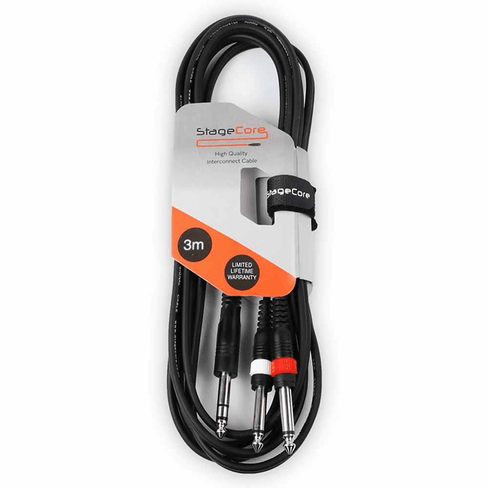 3m 6.35mm Jack Stereo to 2 x 1/4 Inch Jacks Mono Cable Audio Lead HQ