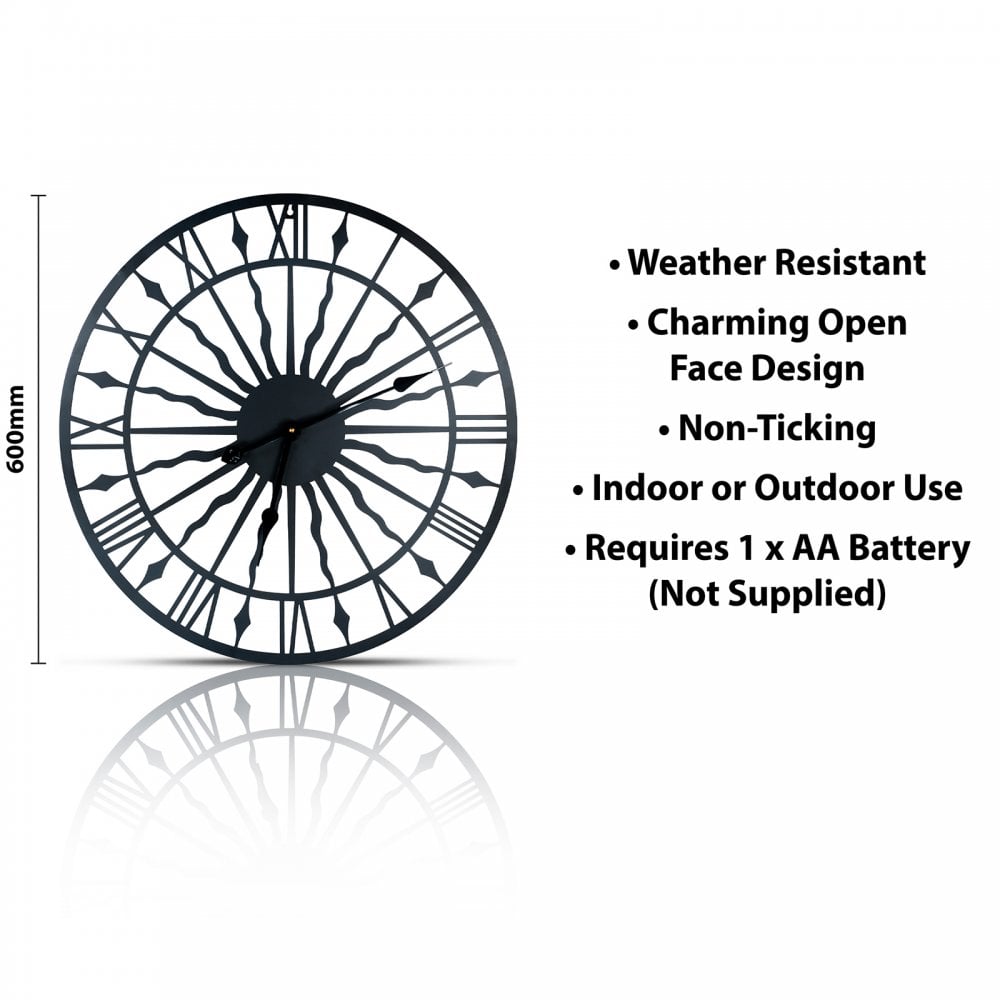 Home Garden Black Sun Open Face Design Large