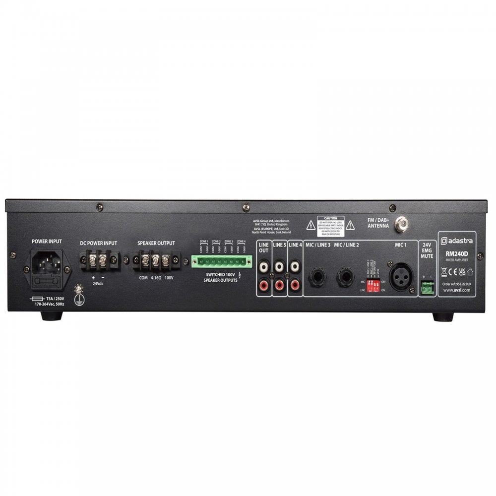 RM240D 4 Zone 240w 100V Line Mixer Amplifier and Media Player
