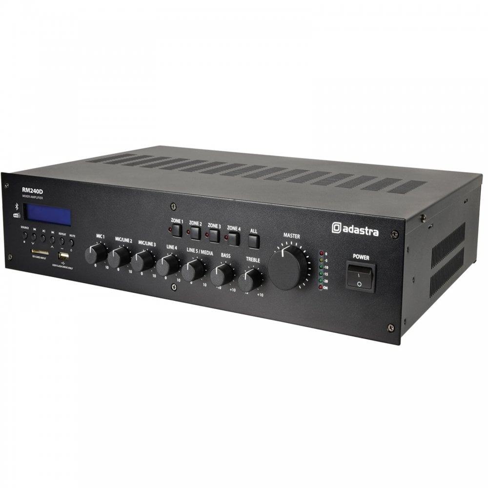 RM240D 4 Zone 240w 100V Line Mixer Amplifier and Media Player