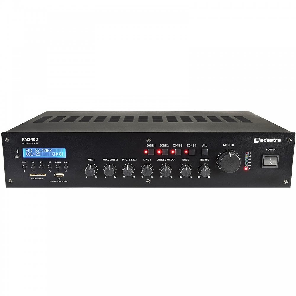 RM240D 4 Zone 240w 100V Line Mixer Amplifier and Media Player