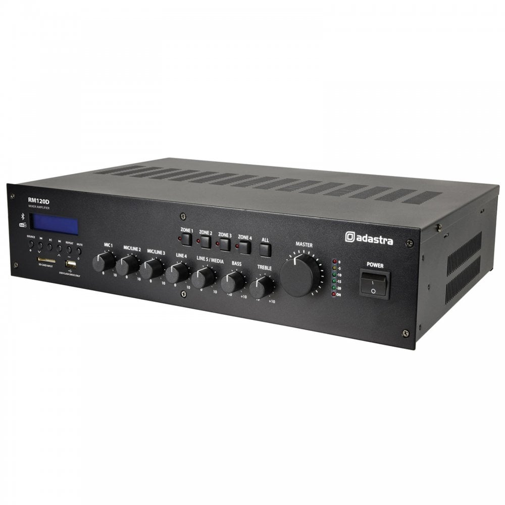 RM120D 4 Zone 120w 100V Line Mixer Amplifier and Media Player