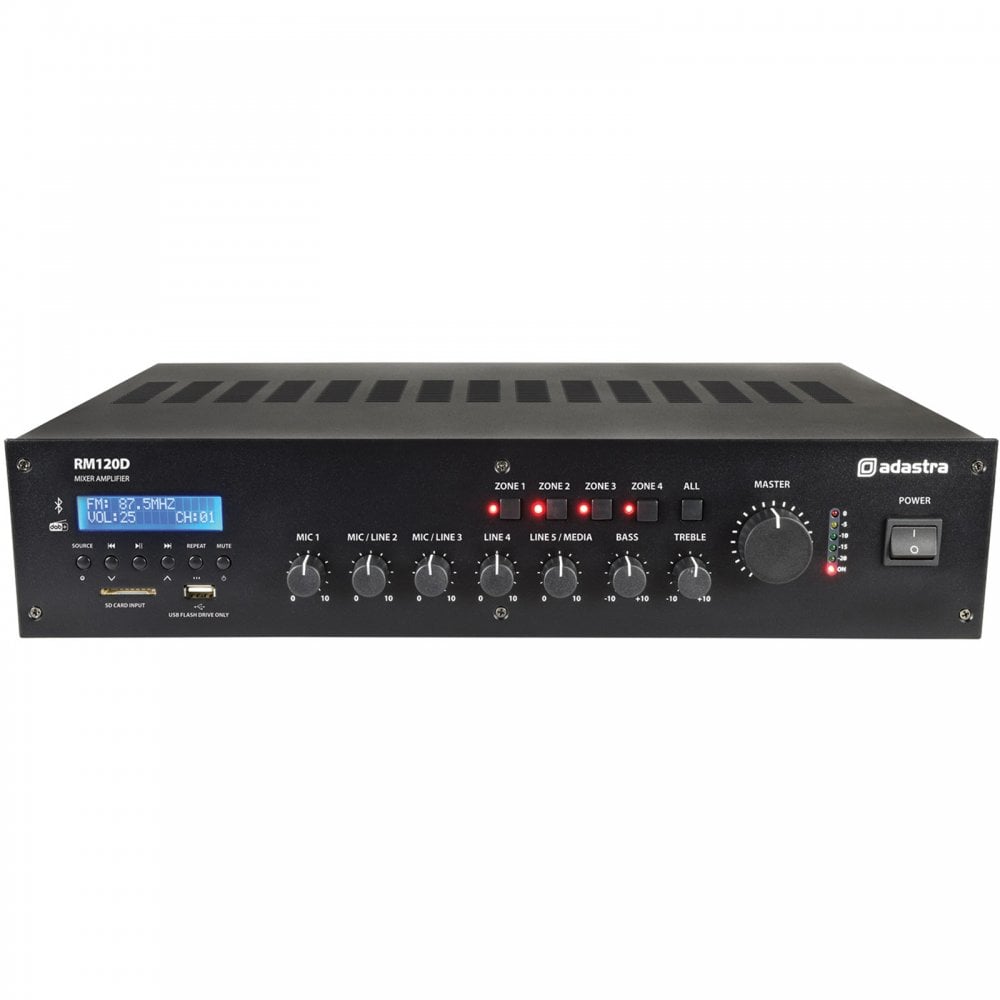 RM120D 4 Zone 120w 100V Line Mixer Amplifier and Media Player