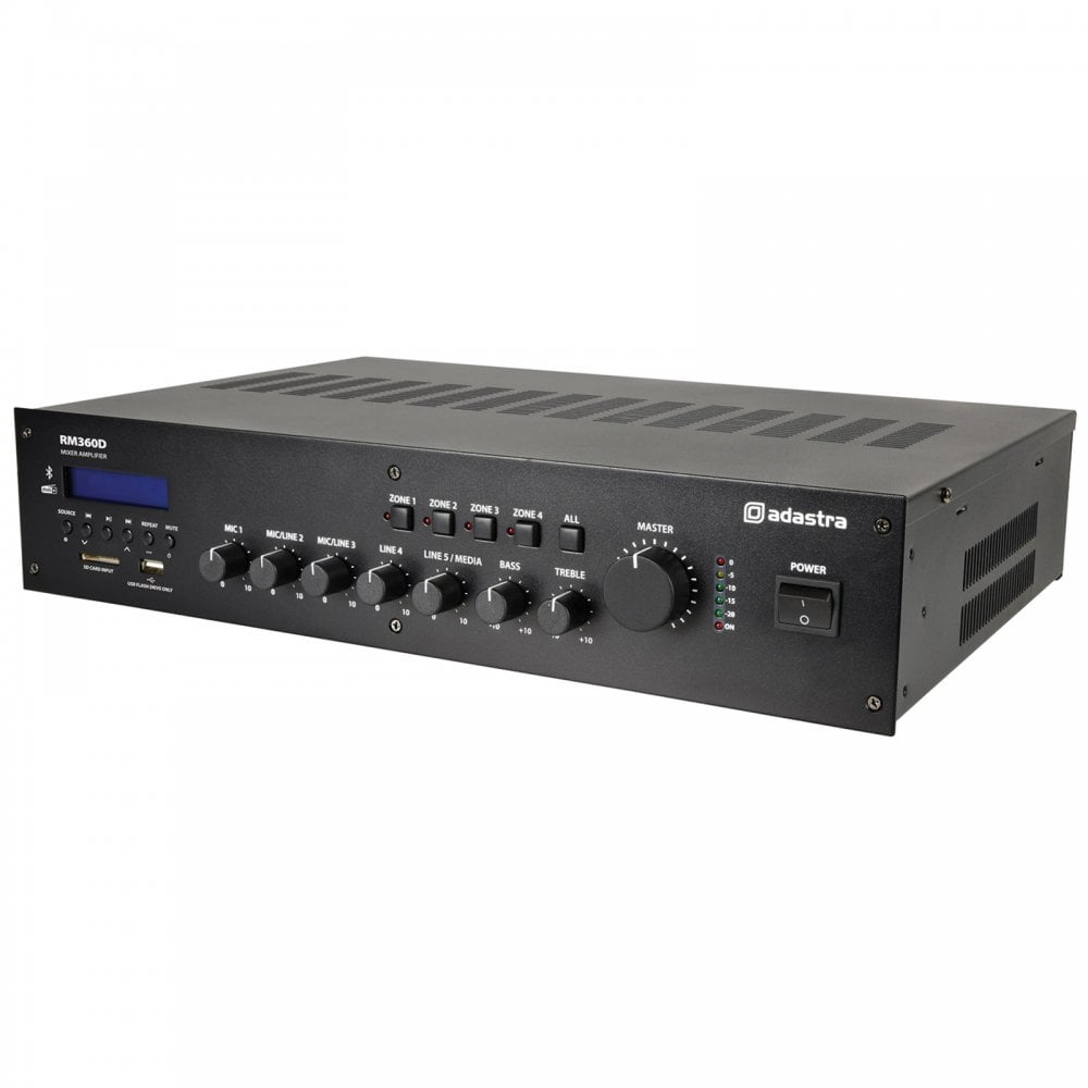 RM360D 4 Zone 360w 100V Line Mixer Amplifier and Media Player