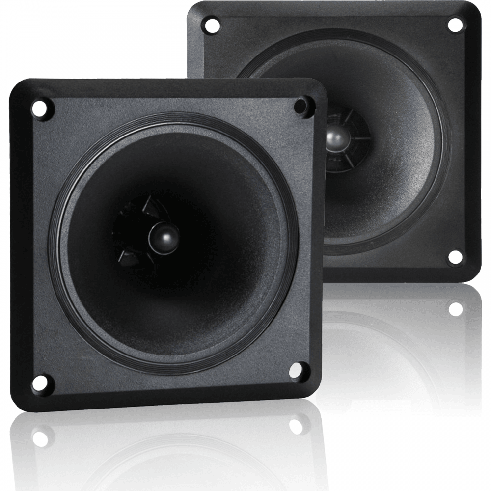 Pair of Square Piezo Horn Tweeters 4.4 inch x 4.4 inch