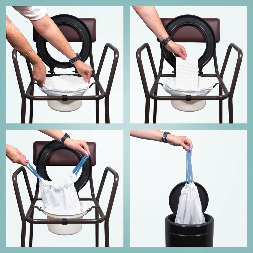 Commode Bucket Liners with Absorbent Pads Box of 50