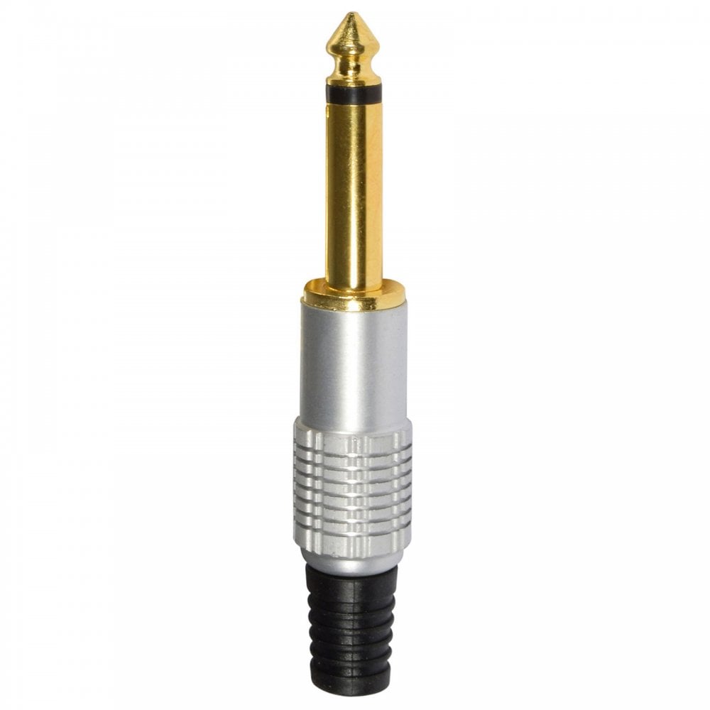 10pc 6.35mm Gold Plated Mono Jack Plug Metal Body Connector