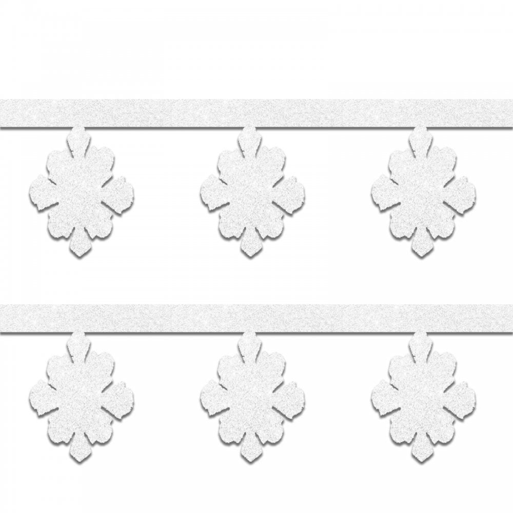 2.4M long White with Glitter Snowflake Garland for Christmas
