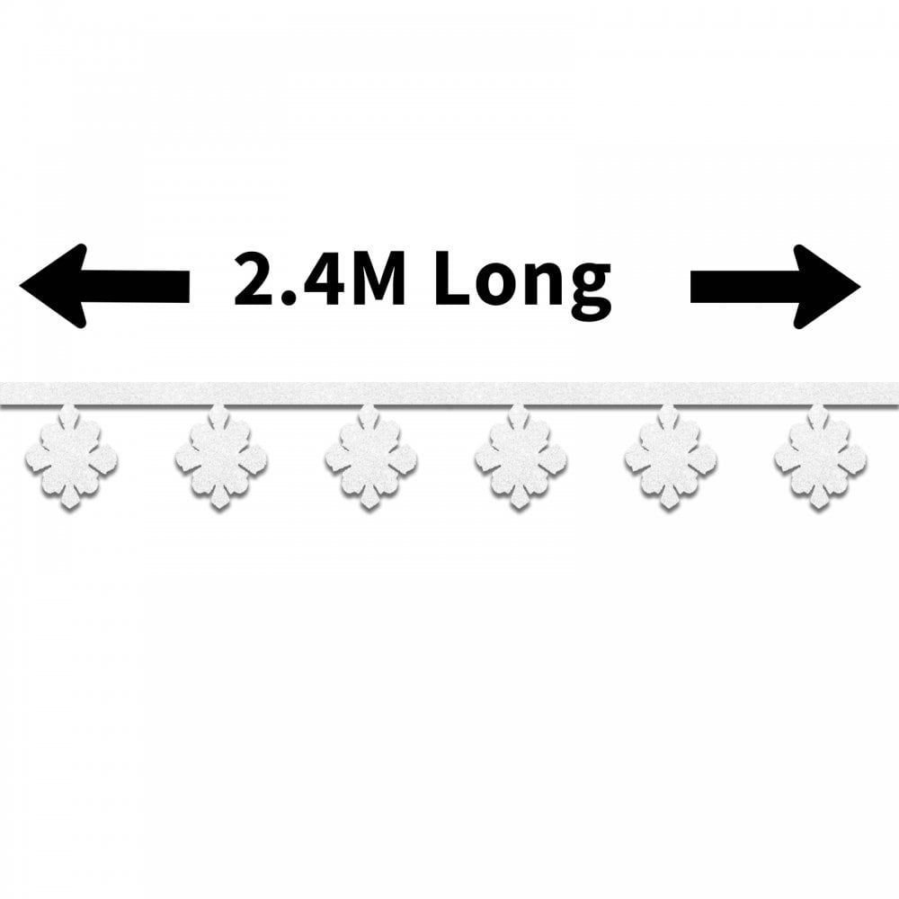 2.4M long White with Glitter Snowflake Garland for Christmas