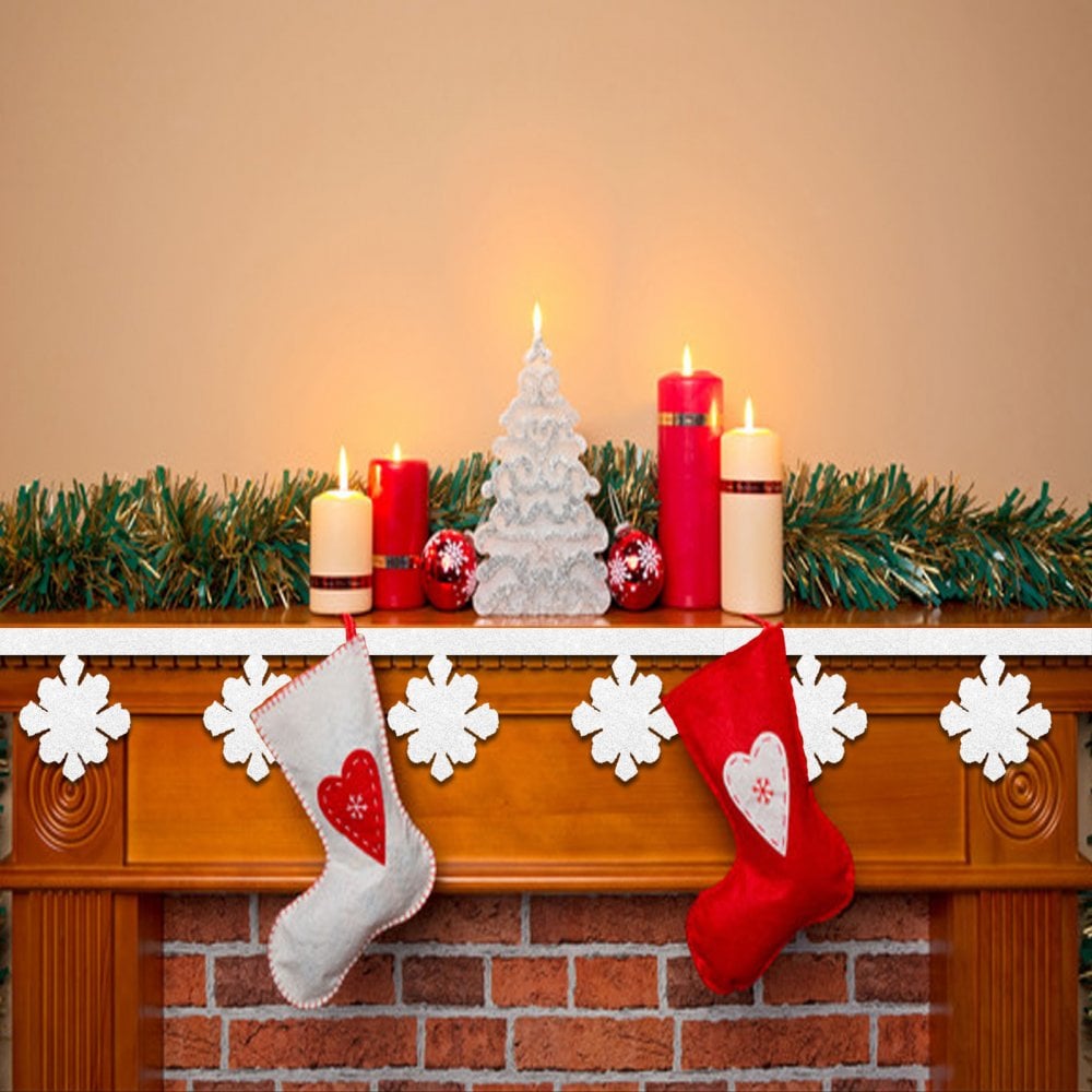 2.4M long White with Glitter Snowflake Garland for Christmas