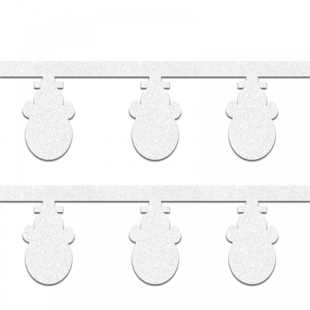 2.4M long White with Glitter Snowman Garland for Christmas