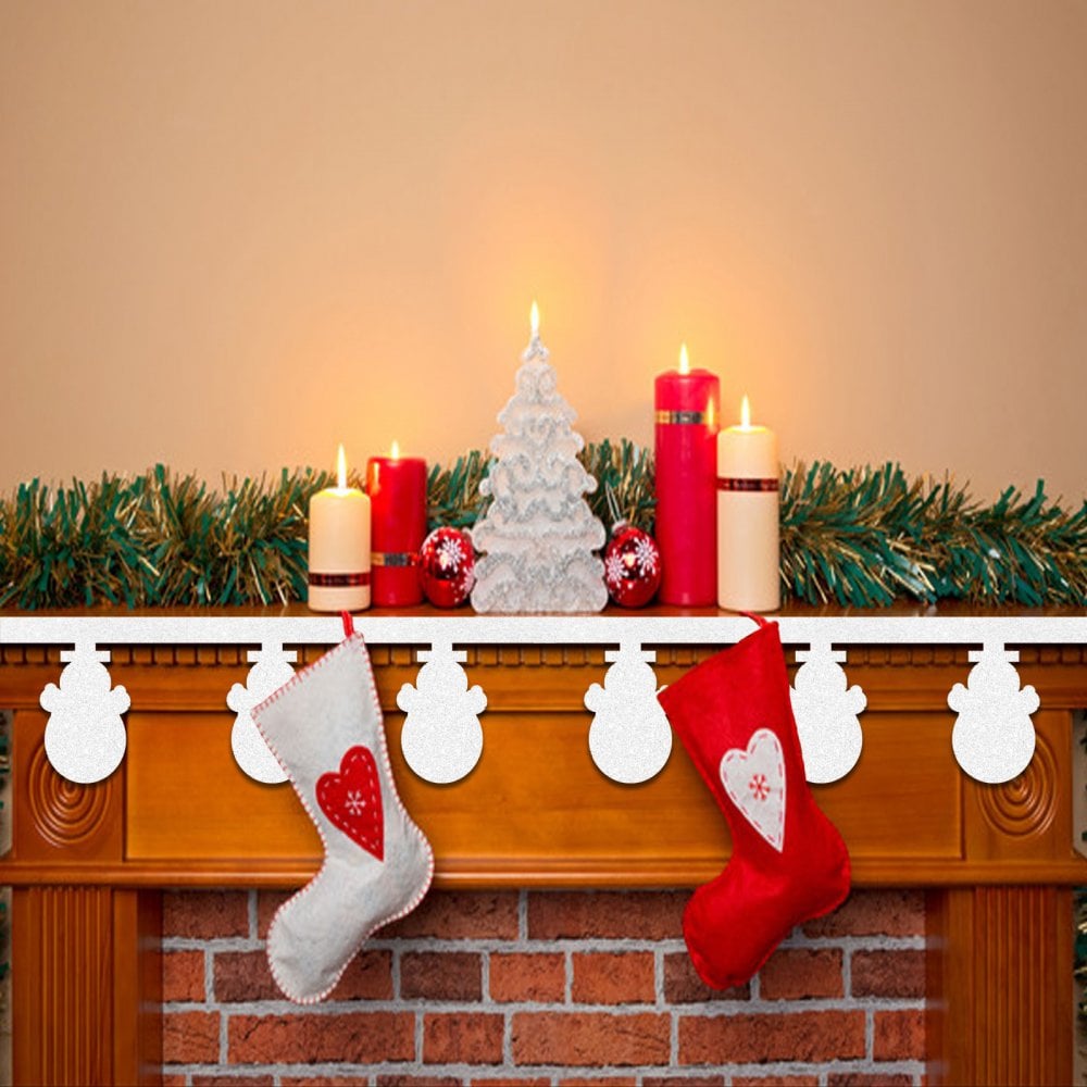 2.4M long White with Glitter Snowman Garland for Christmas