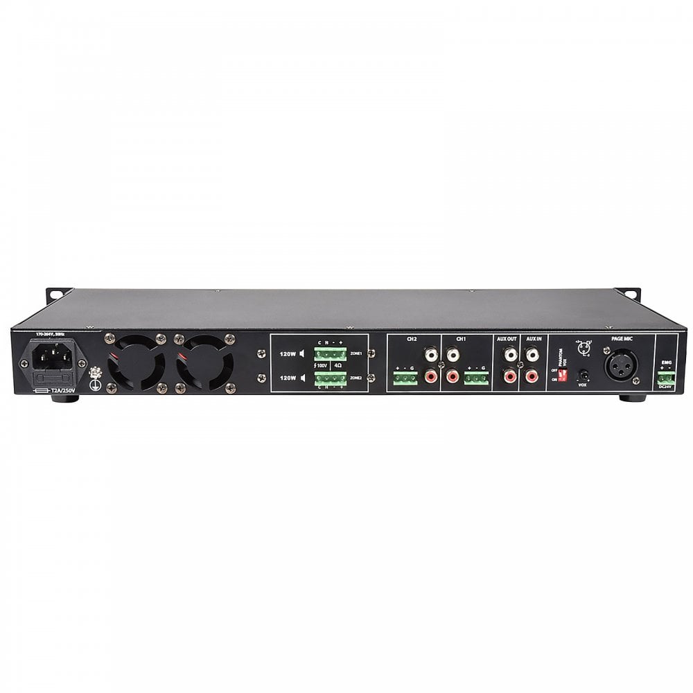 RMS1202 2 Zone 100V or 4-16 Ohm Amplifier