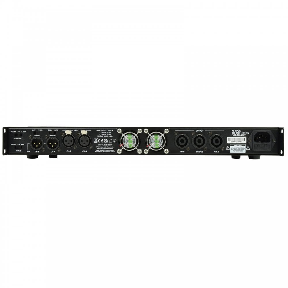 Lightweight Class D Stereo PA Amplifier 1U 600w
