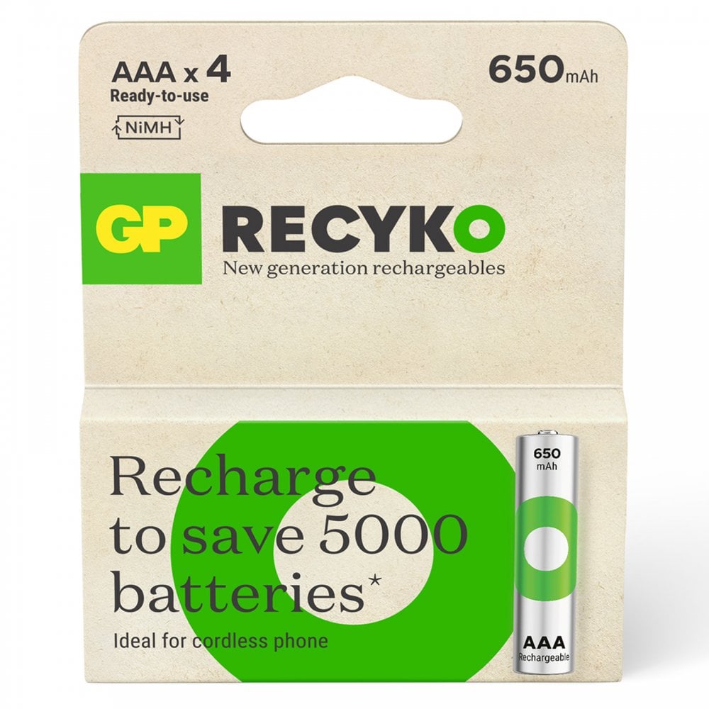 GP Recyko+ NiMH Rechargeable Batteries AAA