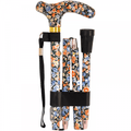 High Quality Folding & Extendable Patterned Walking Stick - Classic Floral