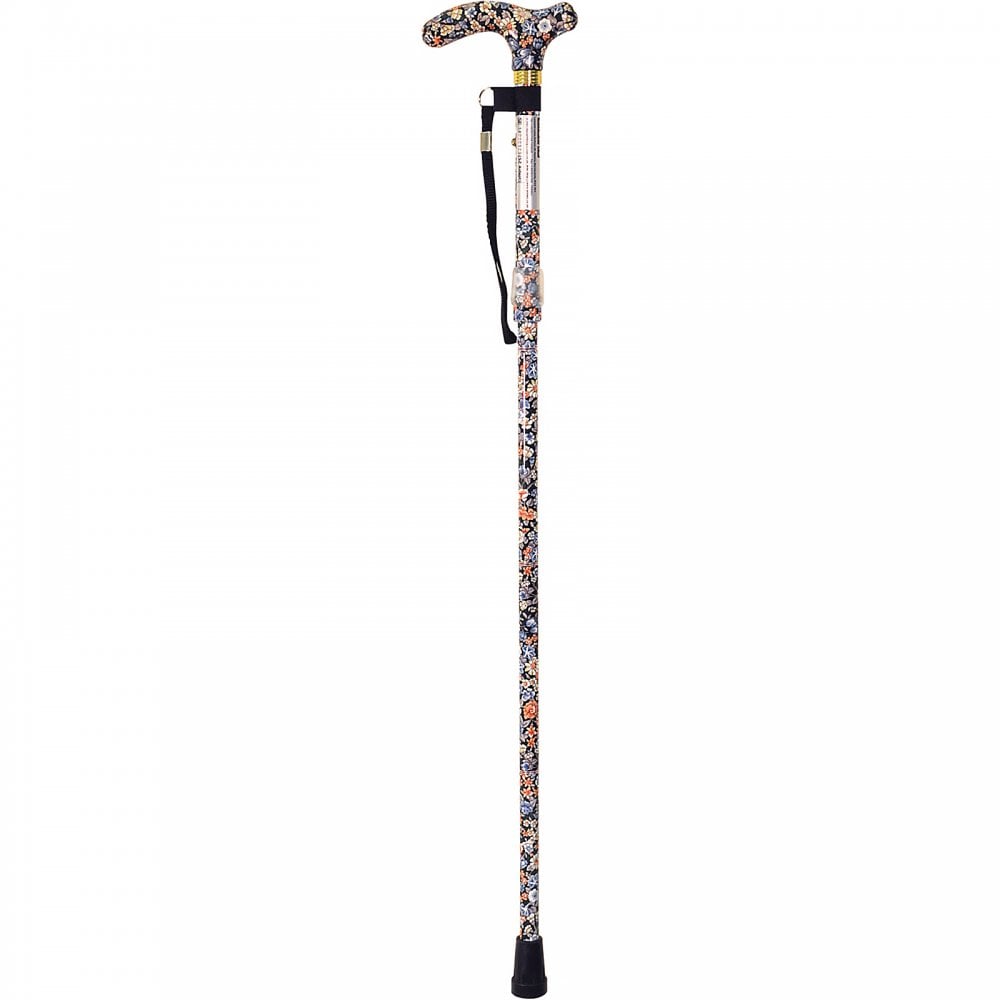 High Quality Folding & Extendable Patterned Walking Stick - Classic Floral