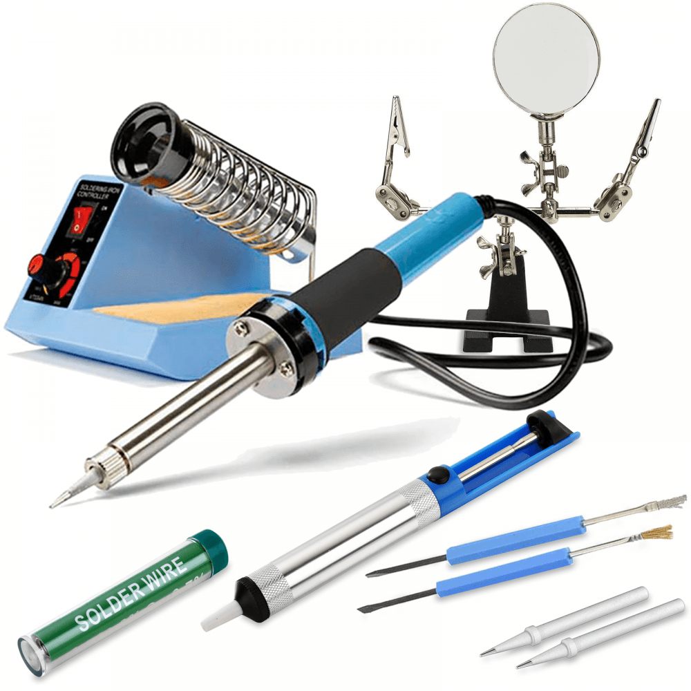 8-in-1 Electric Soldering Iron Kit 48w Adj Temperature inc Solder & Tips