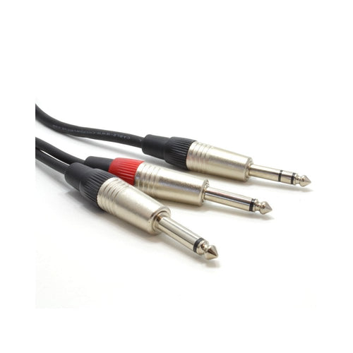 1.5m 6.35mm Jack Stereo to 2 x 1/4 Inch Jacks Mono Cable OFC Audio Lead HQ