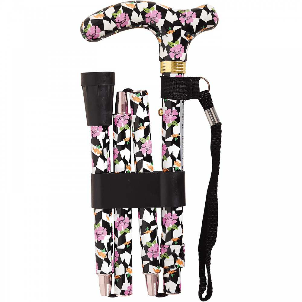 High Quality Folding & Extendable Patterned Walking Stick - Broadway