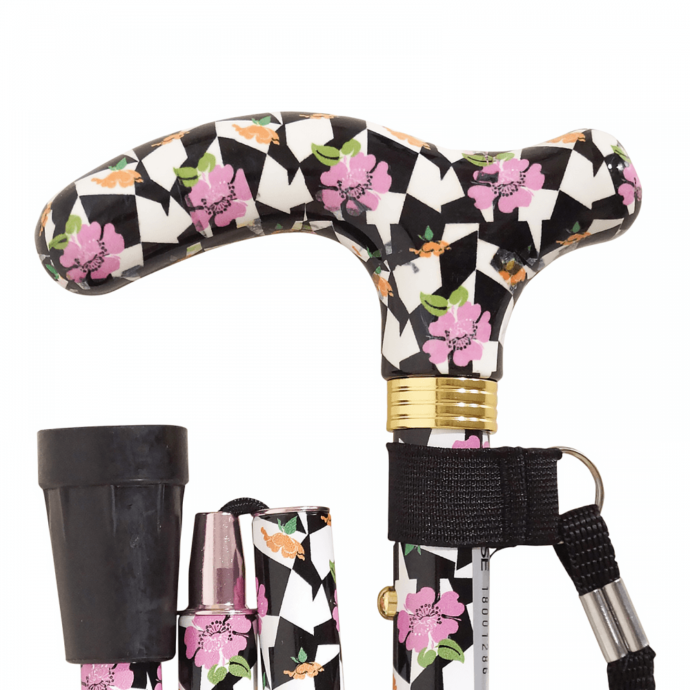 High Quality Folding & Extendable Patterned Walking Stick - Broadway
