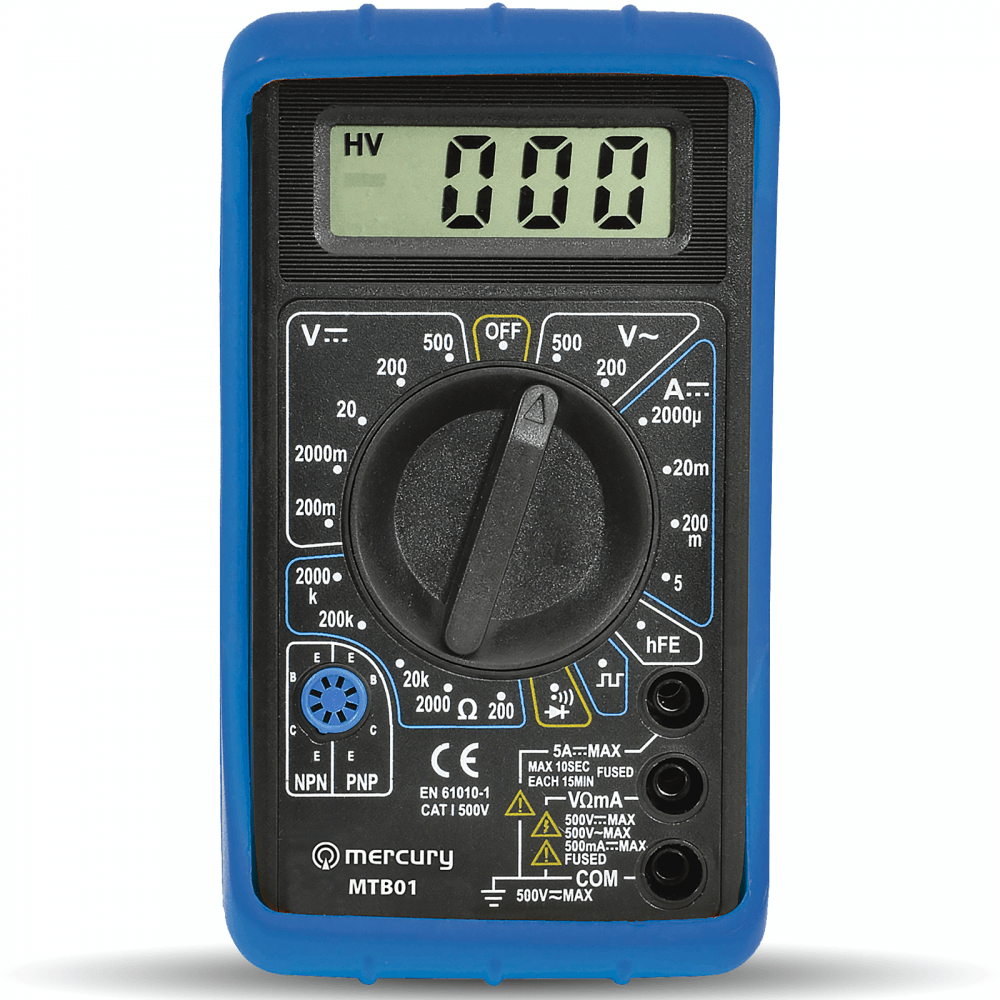 Compact Digital Multitester inc Test Leads, Battery & Shockproof Jacket Multi Tester