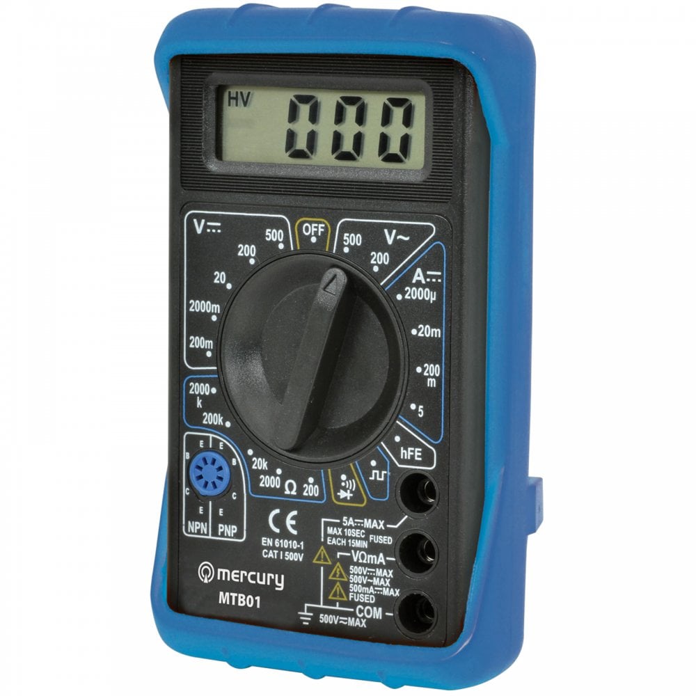 Compact Digital Multitester inc Test Leads, Battery & Shockproof Jacket Multi Tester