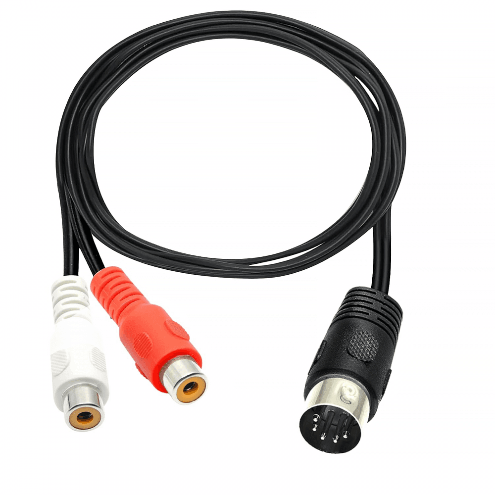 5-Pin Din Plug to 2 x RCA Phono Sockets Adaptor
