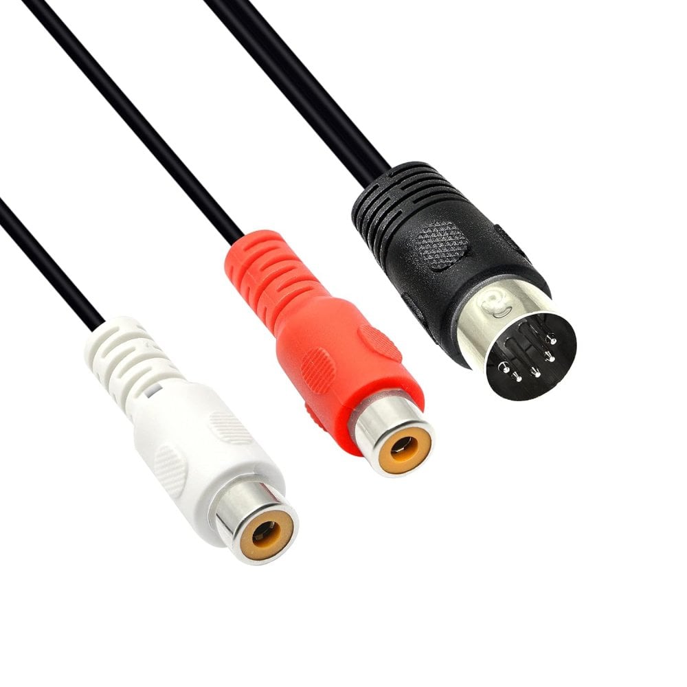 5-Pin Din Plug to 2 x RCA Phono Sockets Adaptor