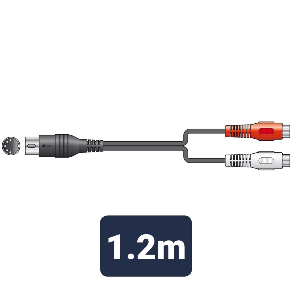 5-Pin Din Plug to 2 x RCA Phono Sockets Adaptor