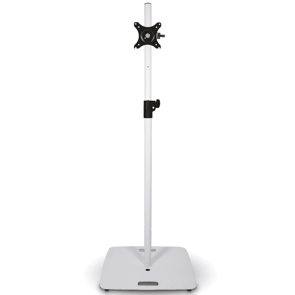 White Adjustable TV Stand with Heavy Square Base