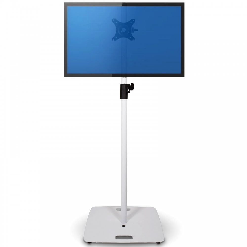 White Adjustable TV Stand with Heavy Square Base
