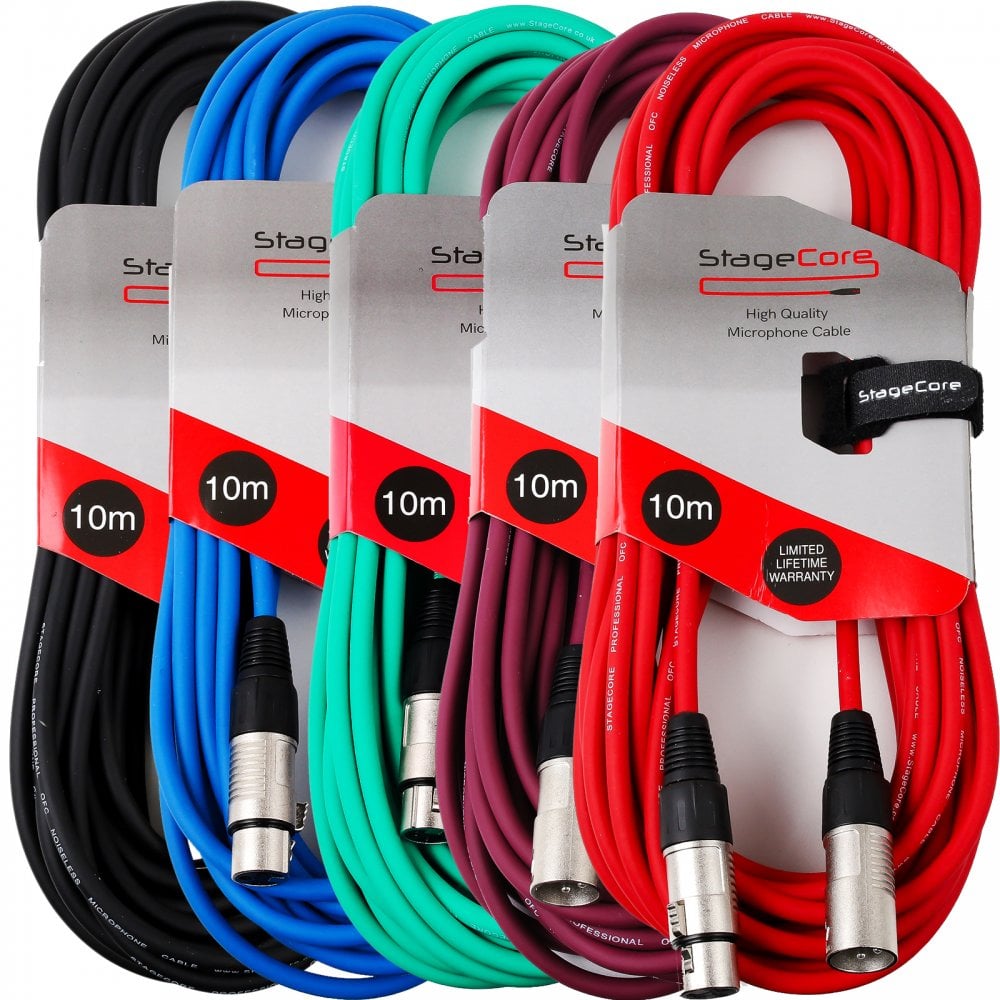 10M XLR Male to Female Microphone Lead & Audio Signal Cable Balanced Colour
