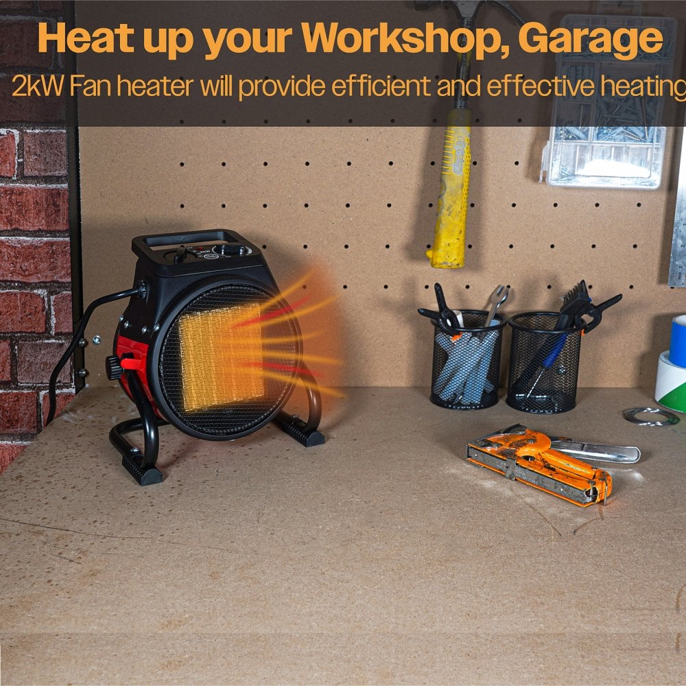 2kW Utility PTC Electrical Fan Heater With 2 Heat Settings