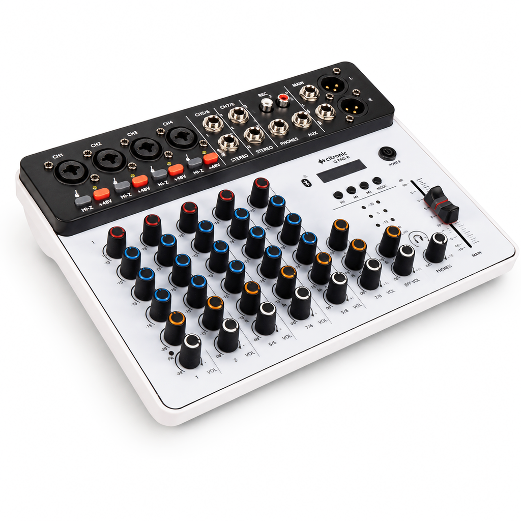 Q-PAD-8 Compact Mixer USB, Bluetooth & Audio Interface