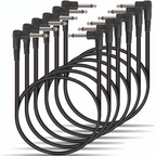 Classic Audio Patch Lead Set 6.3mm Mono Jack Plug 6pcs Black 0.15m-1m