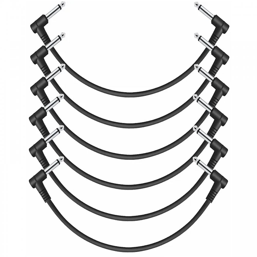 Classic Audio Patch Lead Set 6.3mm Mono Jack Plug 6pcs Black 0.15m-1m