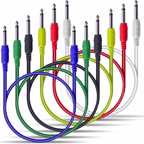 Classic Audio Patch Lead Set 6.3mm Mono Jack Plug 6pcs Coloured 0.3m