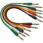 Classic Audio Patch Lead Set 6.3mm Mono Jack Plug 6pcs Coloured 0.3m