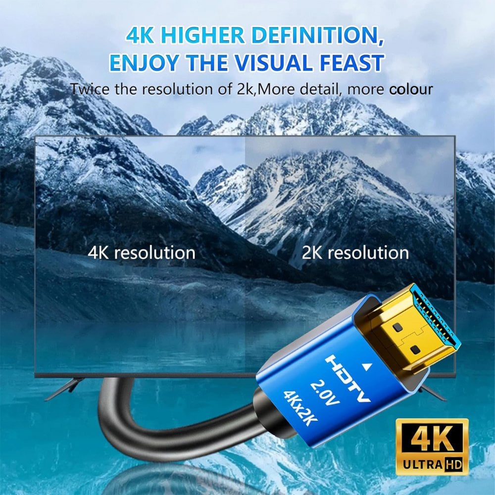 Premium 4K HDMI Leads with Black Aluminium Head-Shell