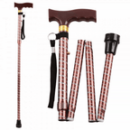 Extendable Plastic Handled Walking Stick with Engraved Pattern