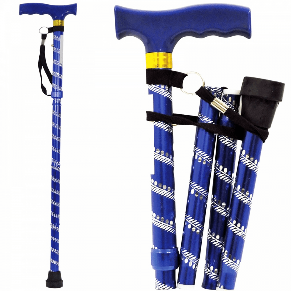Extendable Plastic Handled Walking Stick with Engraved Pattern