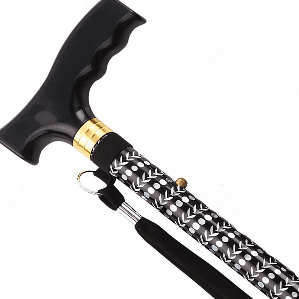 Extendable Plastic Handled Walking Stick with Engraved Pattern