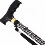 Extendable Plastic Handled Walking Stick with Engraved Pattern