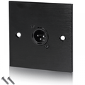 Black Metal Wall Plate 1 Male 3 Pin XLR