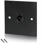 Black Metal Wall Plate 1 Male 3 Pin XLR