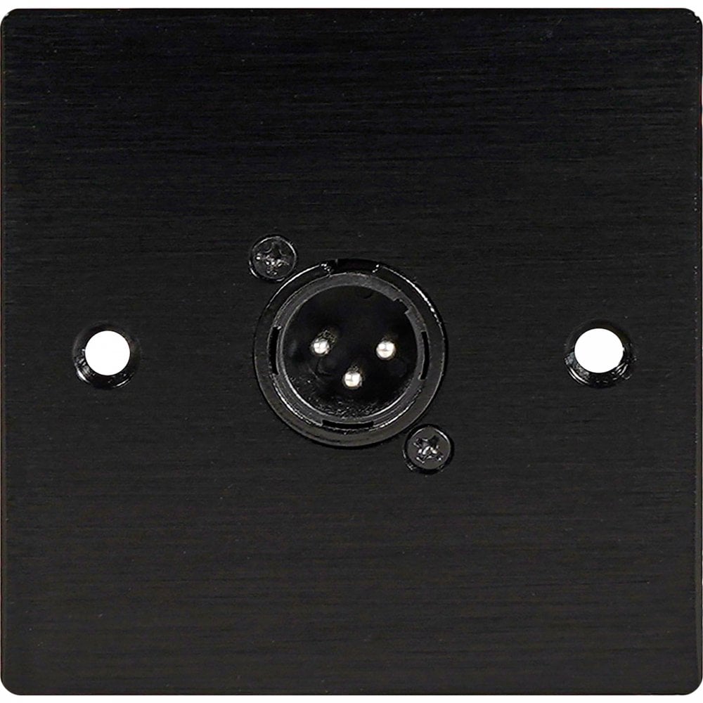 Black Metal Wall Plate 1 Male 3 Pin XLR
